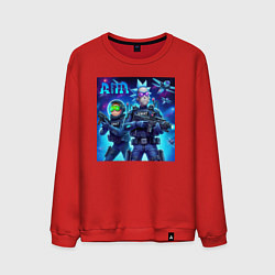 Свитшот хлопковый мужской Rick and Morty - cosmic special forces, цвет: красный