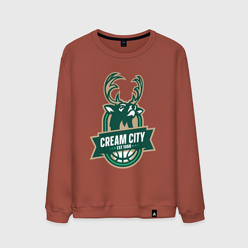 Мужской свитшот Milwaukee Bucks cream city / Кирпичный – фото 1