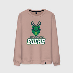 Свитшот хлопковый мужской Milwaukee Bucks NBA, цвет: пыльно-розовый