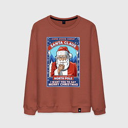 Свитшот хлопковый мужской Santa Claus north pole, цвет: кирпичный