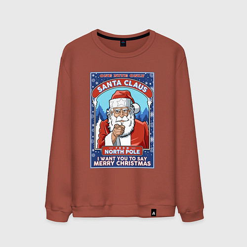 Мужской свитшот Santa Claus north pole / Кирпичный – фото 1