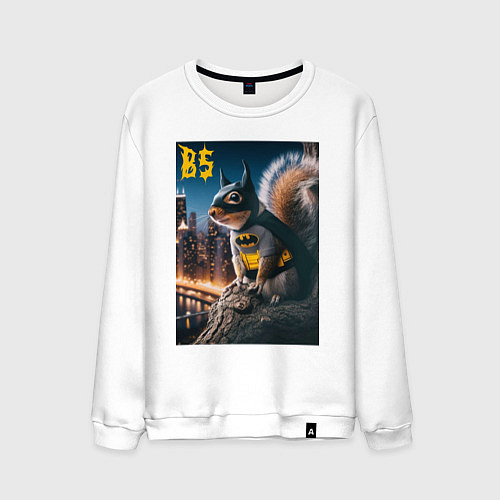Мужской свитшот Bat squirrel - ai art fantasy / Белый – фото 1