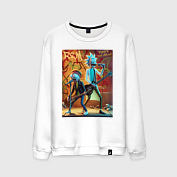 Свитшот хлопковый мужской Punk rock - Rick and Morty, цвет: белый