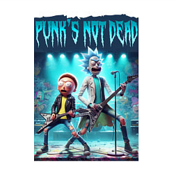 Свитшот хлопковый мужской Punks not dead - Rick and Morty play rock, цвет: белый — фото 2