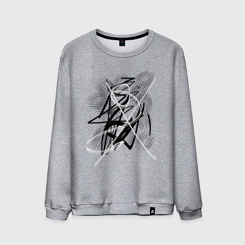 Мужской свитшот Абстрактные неразборчивые каракули / Меланж – фото 1