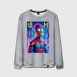 Свитшот хлопковый мужской Homer Simpson and Spider man - collaboration, цвет: меланж