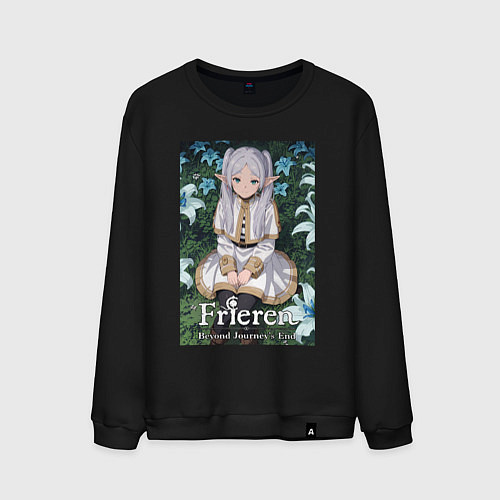 Мужской свитшот Фрирен в лилиях / Черный – фото 1