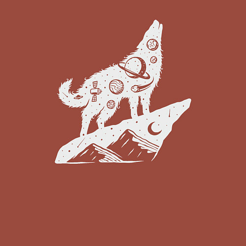 Мужской свитшот Space wolf / Кирпичный – фото 3