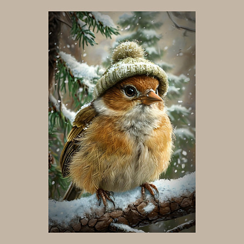 Мужской свитшот Воробей в шапке / Миндальный – фото 3