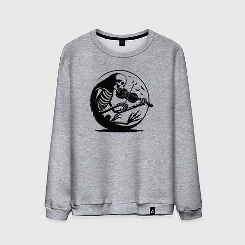 Мужской свитшот Скелет скрипач / Меланж – фото 1