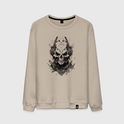Свитшот хлопковый мужской Кибернетический череп, цвет: миндальный