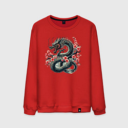 Мужской свитшот Japanese dragon and sakura - irezumi