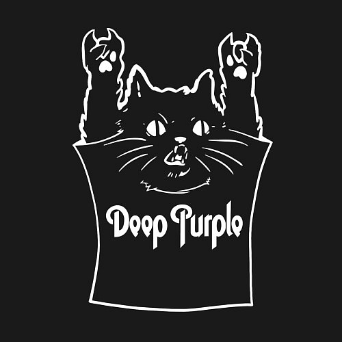 Мужской свитшот Deep Purple - cat rock / Черный – фото 3
