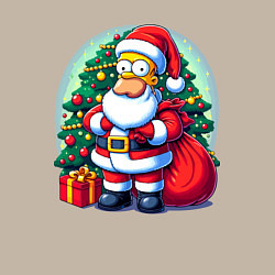 Свитшот хлопковый мужской Santa Simpson - ai art, цвет: миндальный — фото 2