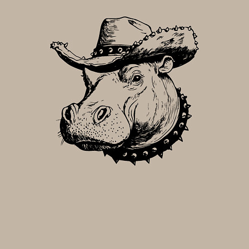 Мужской свитшот Бегемот ковбой / Миндальный – фото 3