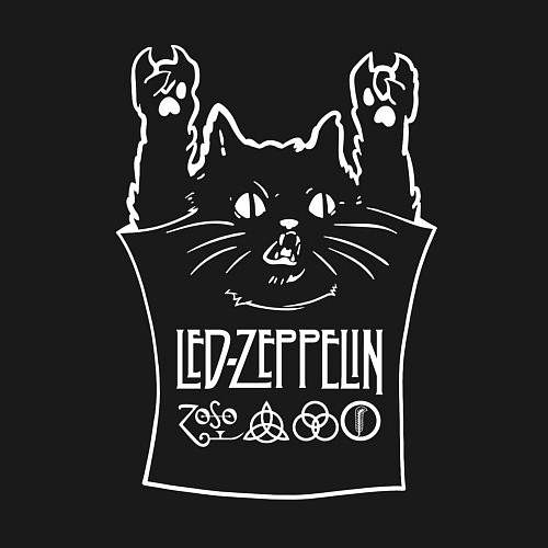 Мужской свитшот Led Zeppelin - cat rock / Черный – фото 3