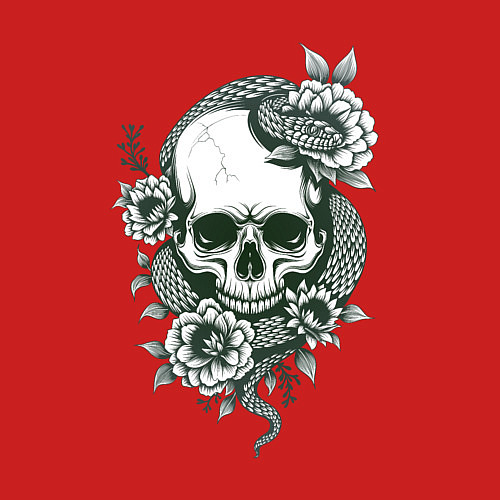 Мужской свитшот Змея на черепе / Красный – фото 3