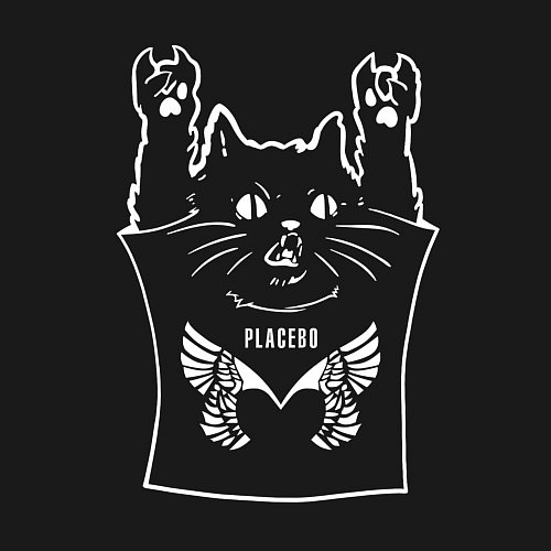 Мужской свитшот Placebo - cat rock / Черный – фото 3