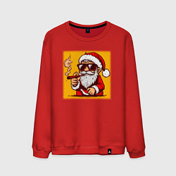 Свитшот хлопковый мужской Санта Клаус курит, цвет: красный