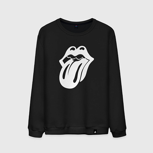 Мужской свитшот Rolling Stones - white logo / Черный – фото 1