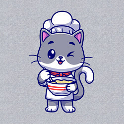 Свитшот хлопковый мужской Котик на кухне, цвет: меланж — фото 2