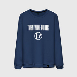 Свитшот хлопковый мужской Twenty one pilots - logo, цвет: тёмно-синий