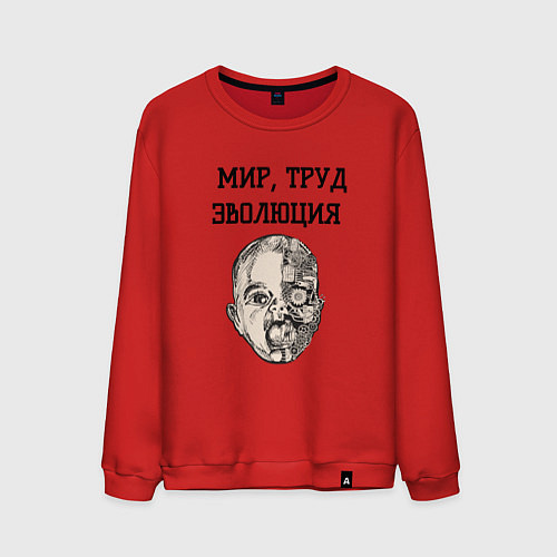 Мужской свитшот Мир труд эволюция / Красный – фото 1