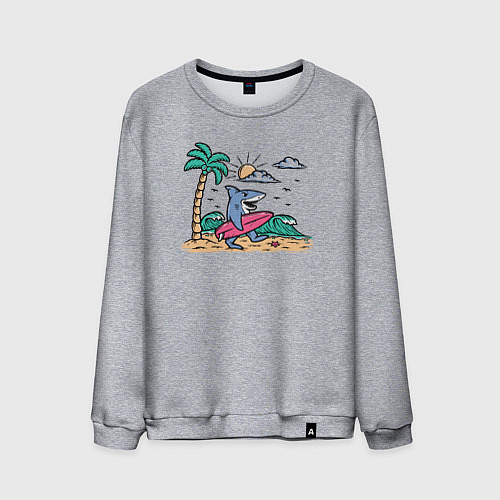 Мужской свитшот Акула серфер / Меланж – фото 1