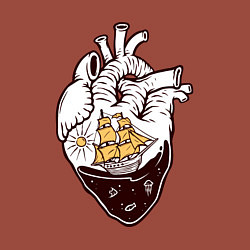 Свитшот хлопковый мужской Сердце корабля, цвет: кирпичный — фото 2