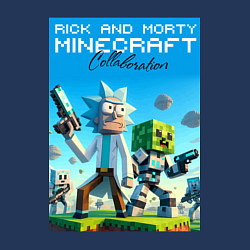 Свитшот хлопковый мужской Rick and Morty Minecraft - collaboration, цвет: тёмно-синий — фото 2