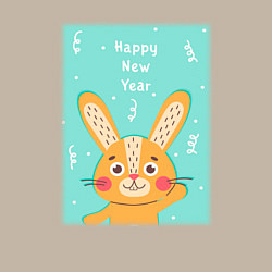 Свитшот хлопковый мужской Новогодний милый заяц, цвет: миндальный — фото 2