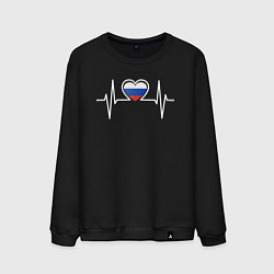 Свитшот хлопковый мужской Россия в сердце, цвет: черный