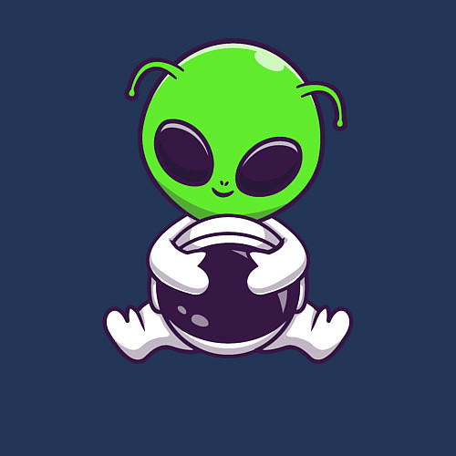 Мужской свитшот Пришелец космонавт / Тёмно-синий – фото 3