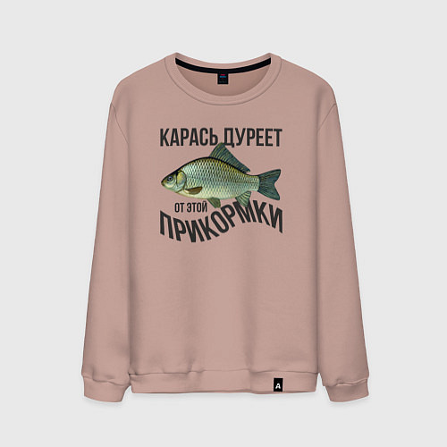 Мужской свитшот Карась дуреет от этой прикормки / Пыльно-розовый – фото 1