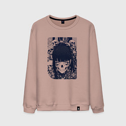 Свитшот хлопковый мужской Кибернетическая девушка-скелет, цвет: пыльно-розовый