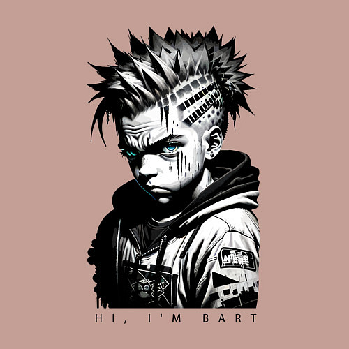 Мужской свитшот Чувак Барт Симпсон / Пыльно-розовый – фото 3