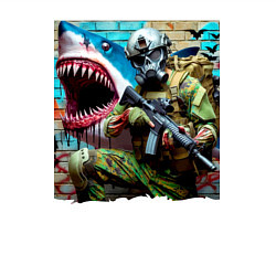 Свитшот хлопковый мужской Shark and warrior - graffiti, цвет: белый — фото 2