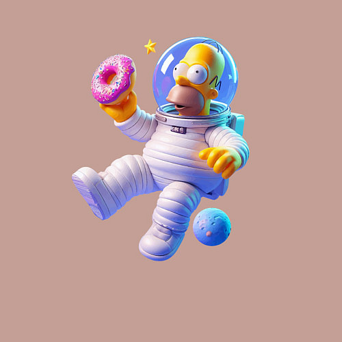 Мужской свитшот Гомер Симпсон в открытом космосе / Пыльно-розовый – фото 3