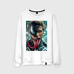 Свитшот хлопковый мужской Venom and Eddie - ai art fantasy, цвет: белый