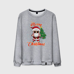 Свитшот хлопковый мужской Дед мороз поздравляет с новым годом, цвет: меланж