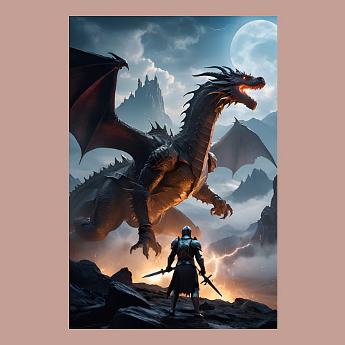 Мужской свитшот Сражение с драконом / Пыльно-розовый – фото 3