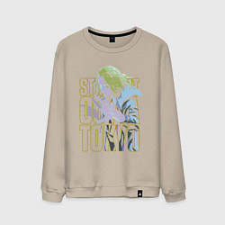 Свитшот хлопковый мужской Токийские мстители Мандзиро Сано неон, цвет: миндальный