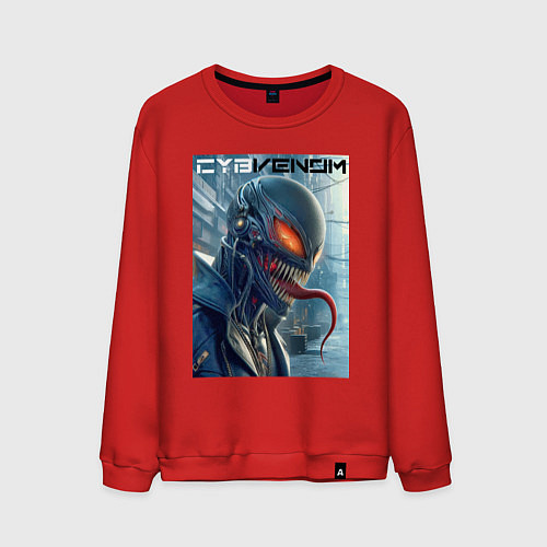 Мужской свитшот Перерождение ядовитой слизи в киберпанк - Веном / Красный – фото 1