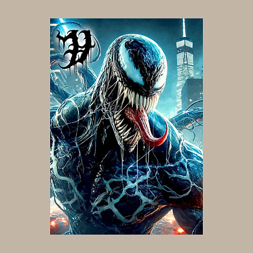 Мужской свитшот Venom in New York city - ai art fantasy / Миндальный – фото 3