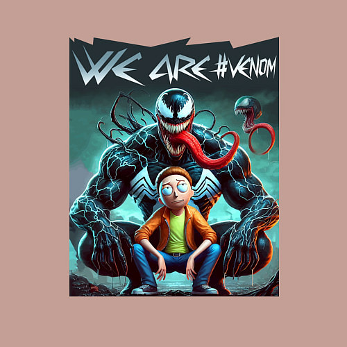 Мужской свитшот Веном присматривается к Морти - нейроарт фантазия / Пыльно-розовый – фото 3