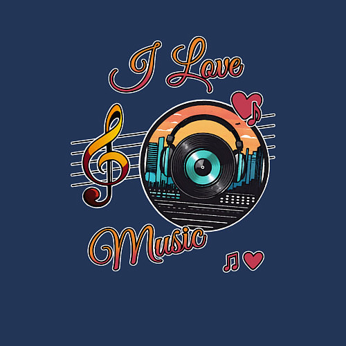 Мужской свитшот Я люблю музыку / Тёмно-синий – фото 3
