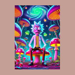 Свитшот хлопковый мужской Рик среди неоновых грибов - нейроарт фантазия, цвет: пыльно-розовый — фото 2