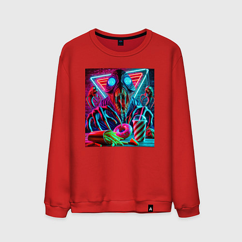 Мужской свитшот Последствие употребления фастфуда / Красный – фото 1