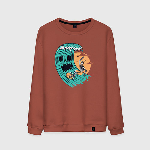 Мужской свитшот Skeletor surfer / Кирпичный – фото 1