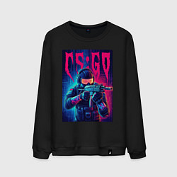 Свитшот хлопковый мужской Counter Strike go - neon glow, цвет: черный